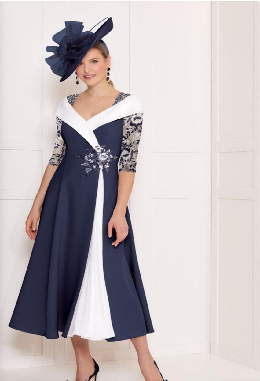 JOHN CHARLES DRESS STYLE 66587B COLOUR NAVY/IVORY