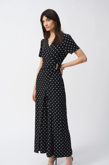 JOSEPH RIBKOFF POLKA DOT JUMPSUIT STYLE 251008 COLOUR BLACK/VANILLA