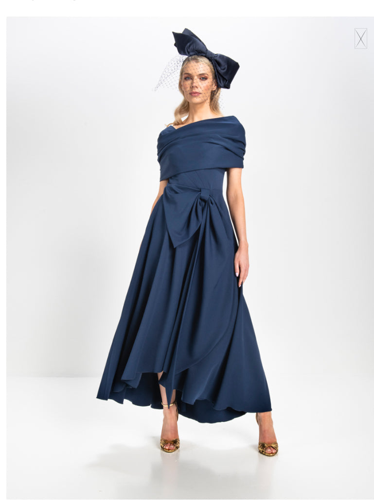 KEVAN JON SAFIA BOW FLARE AND MATCHING CAPE COLOUR NAVY