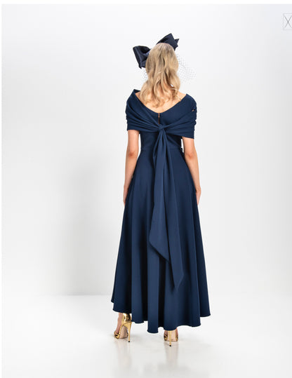 KEVAN JON SAFIA BOW FLARE AND MATCHING CAPE COLOUR NAVY