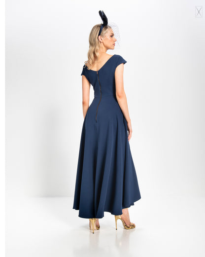 KEVAN JON SAFIA BOW FLARE AND MATCHING CAPE COLOUR NAVY