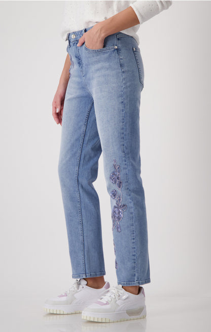 MONARI STRAIGHT CUT EMBROIDERED DENIM JEAN STYLE 409486