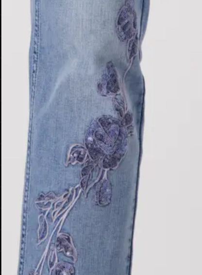 MONARI STRAIGHT CUT EMBROIDERED DENIM JEAN STYLE 409486