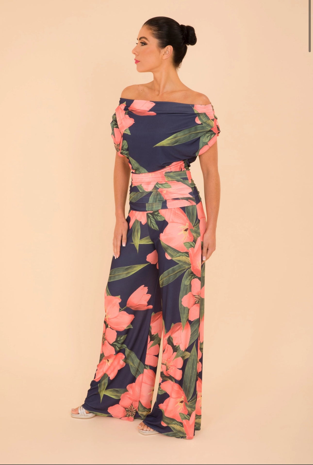 ATOM LABEL CARBON JUMPSUIT IN NAVY & CORAL