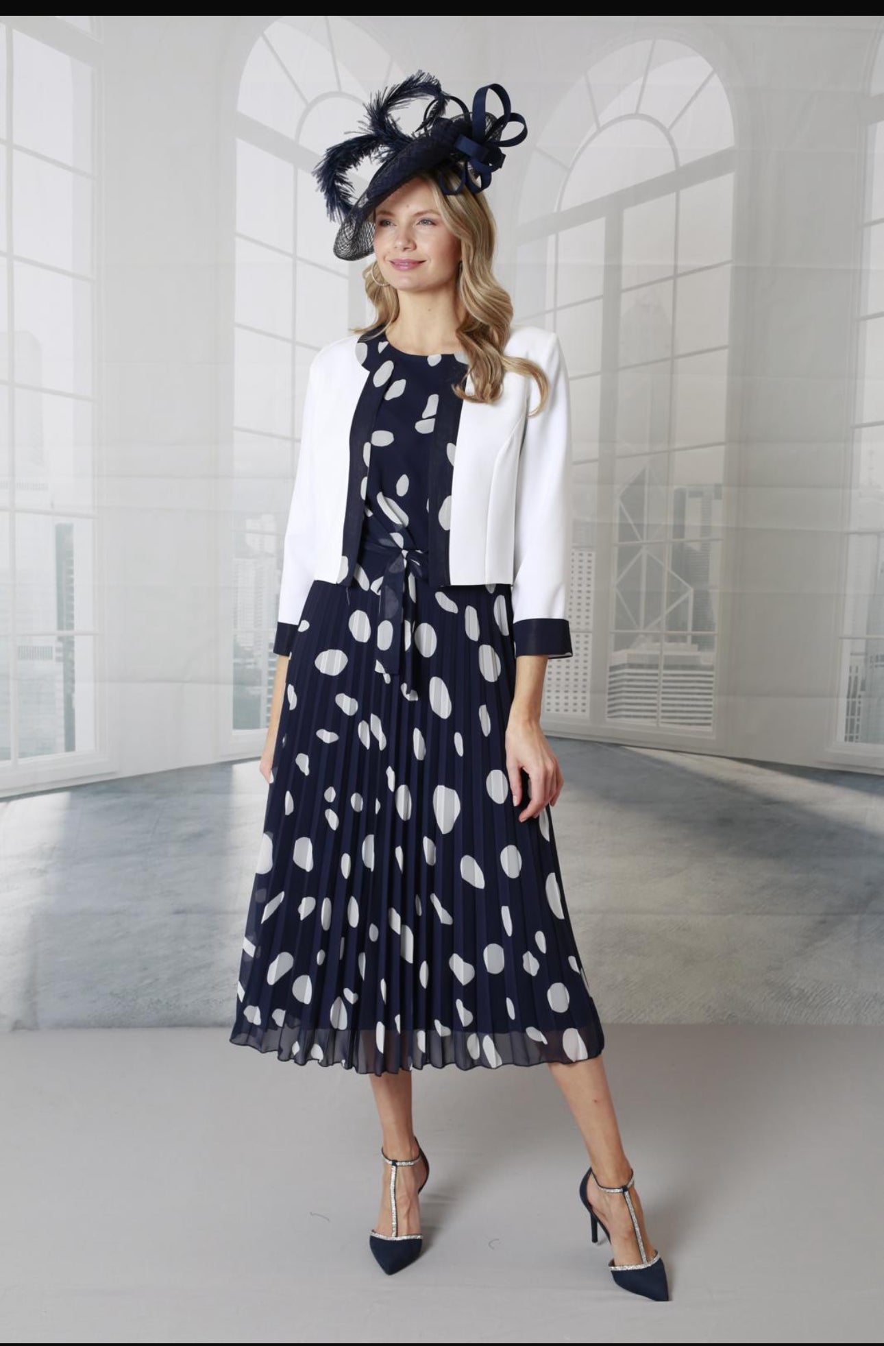 GLITZ DRESS AND JACKET STYLE 1518 COLOUR NAVY/WHITE