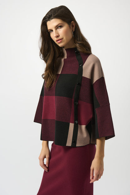 JOSEPH RIBKOFF SWEATER STYLE 243948F25 COLOUR MERLOT/MULTI