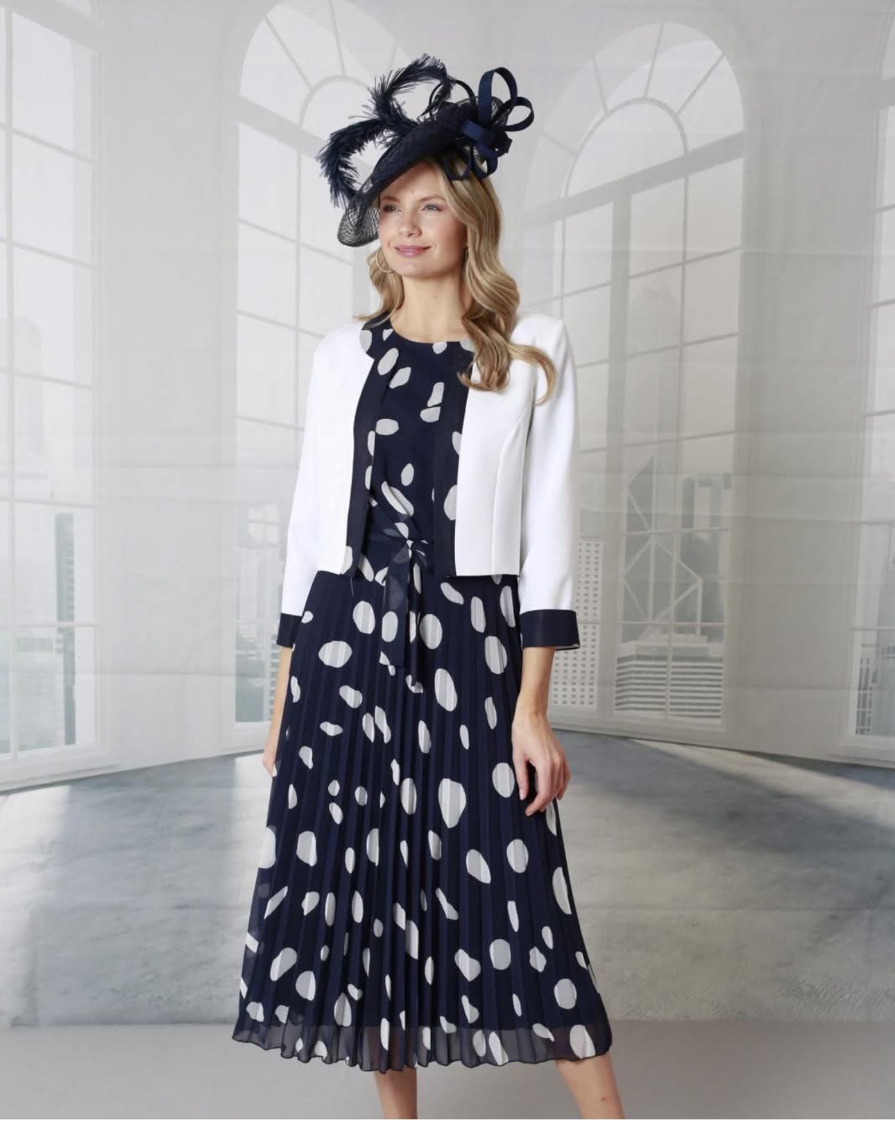 GLITZ DRESS AND JACKET STYLE 1518 COLOUR NAVY/WHITE