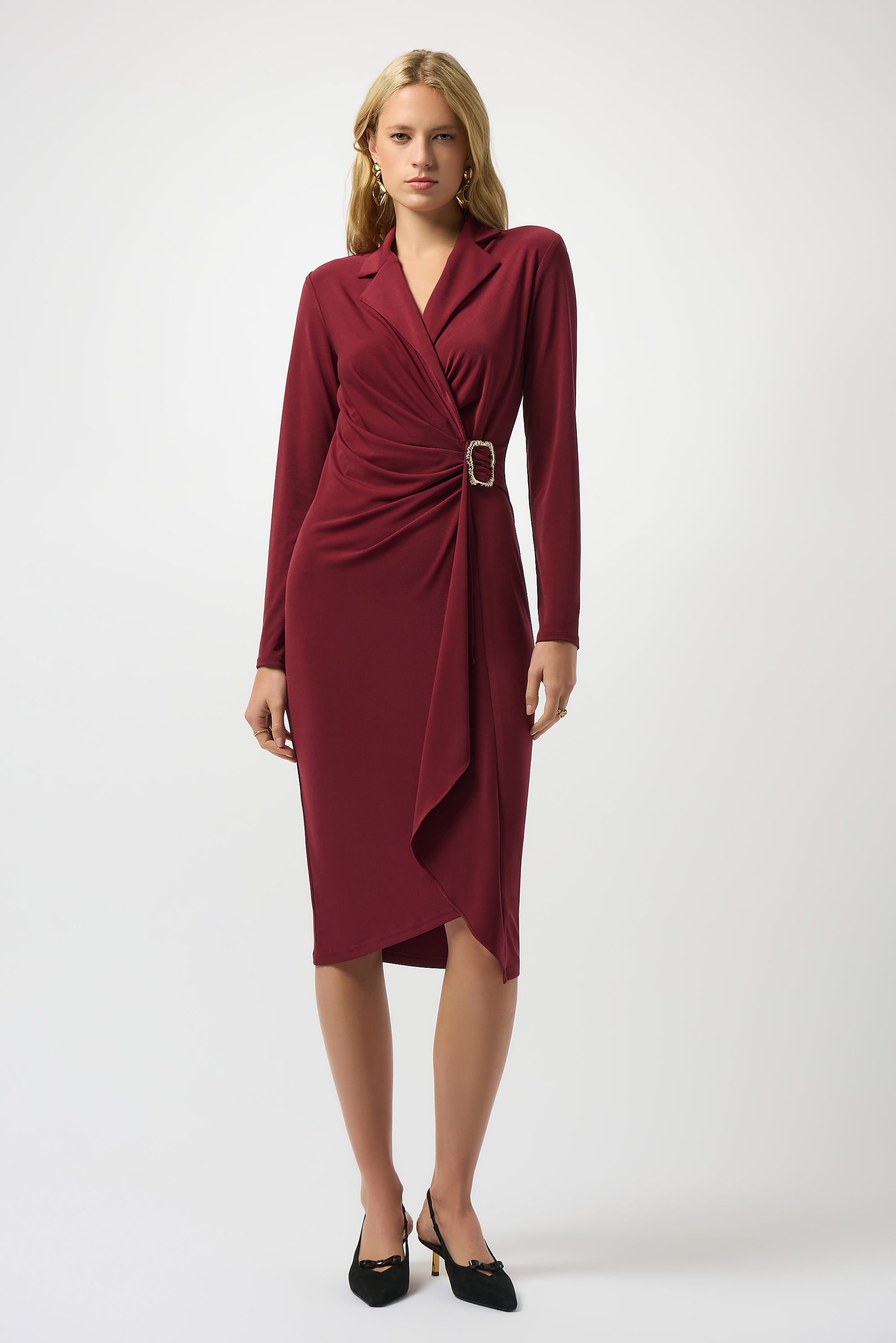 JOSEPH RIBKOFF DRESS STYLE 253145 COLOUR MERLOT