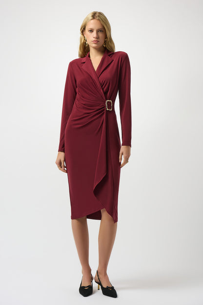JOSEPH RIBKOFF DRESS STYLE 253145 COLOUR MERLOT