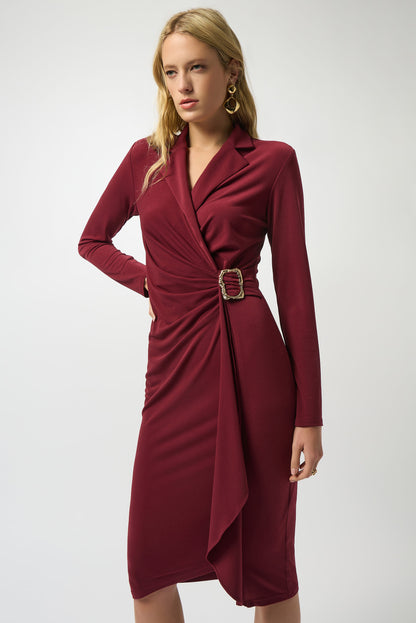 JOSEPH RIBKOFF DRESS STYLE 253145 COLOUR MERLOT