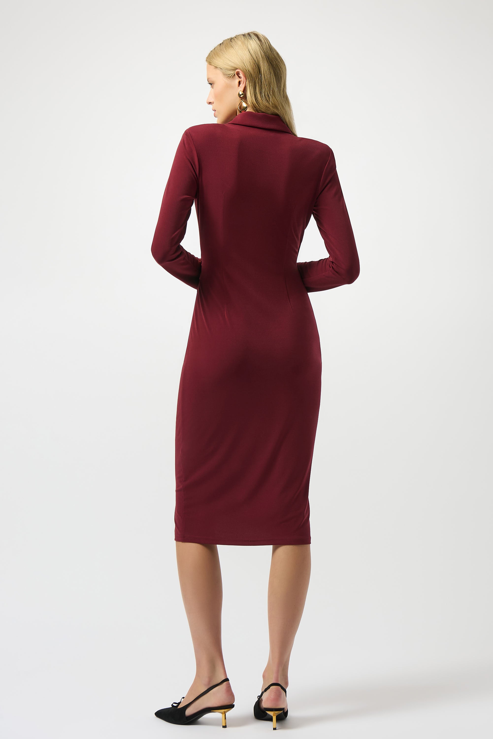 JOSEPH RIBKOFF DRESS STYLE 253145 COLOUR MERLOT