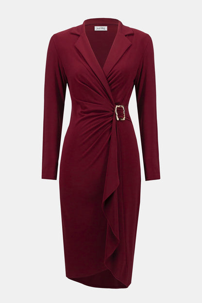 JOSEPH RIBKOFF DRESS STYLE 253145 COLOUR MERLOT