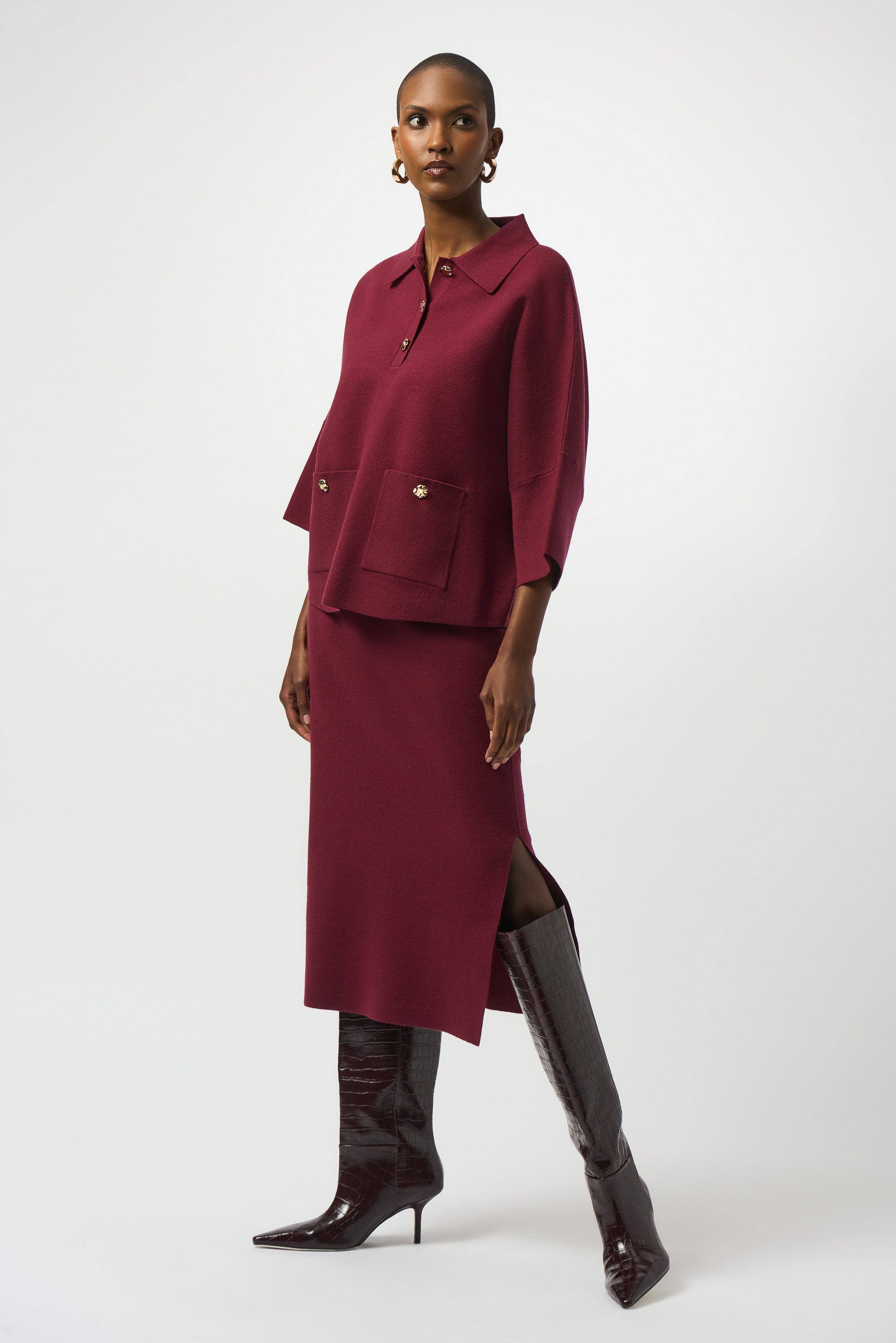 JOSEPH RIBKOFF TOP STYLE 253962 COLOUR MERLOT