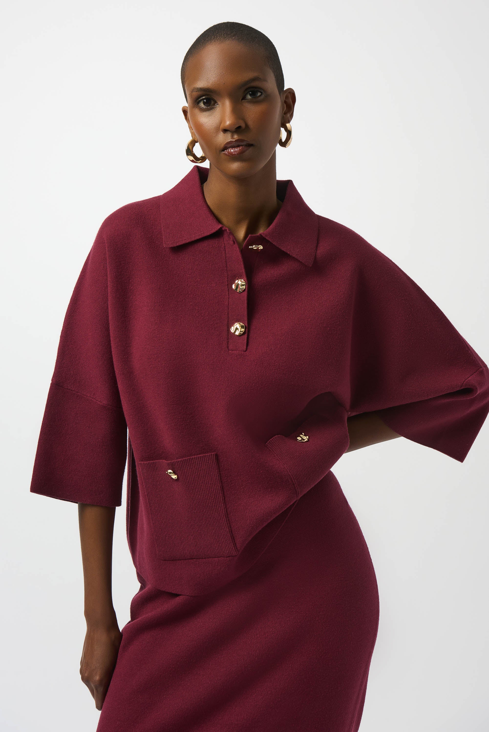 JOSEPH RIBKOFF TOP STYLE 253962 COLOUR MERLOT