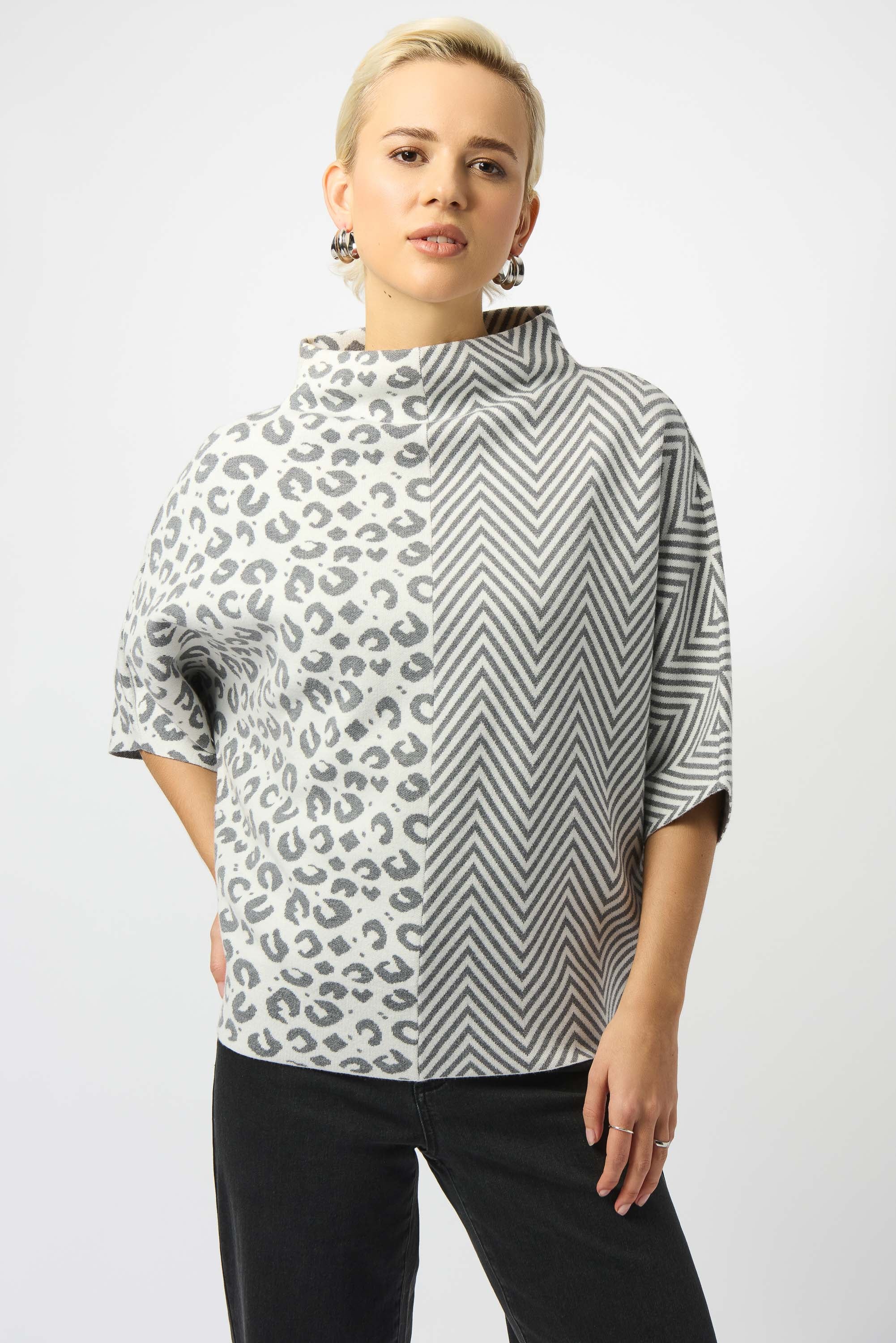 JOSEPH RIBKOFF TOP STYLE 253981 COLOUR VANILLA/GREY