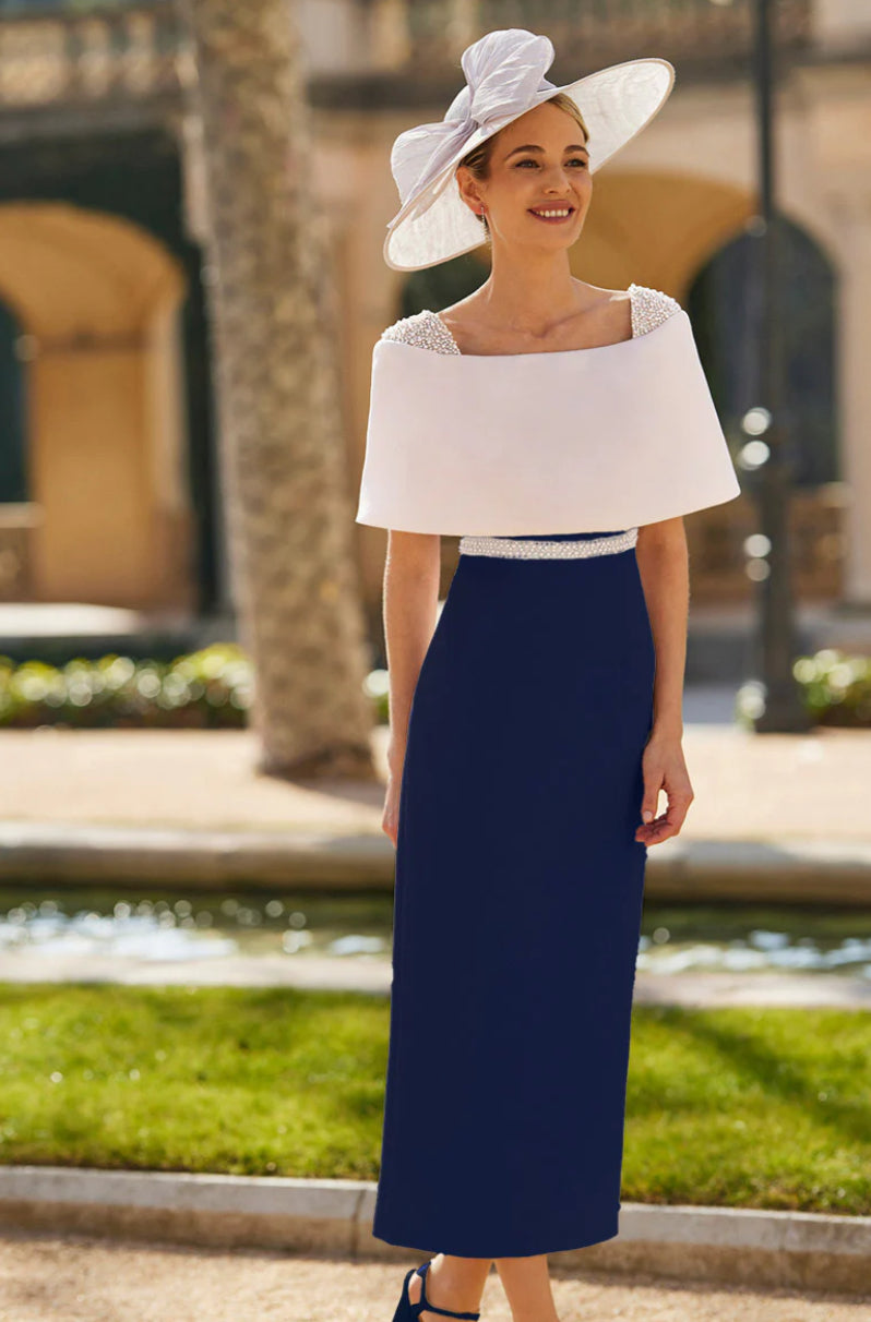COUTURE CLUB DRESS STYLE 8G153 IN NAVY/IVORY