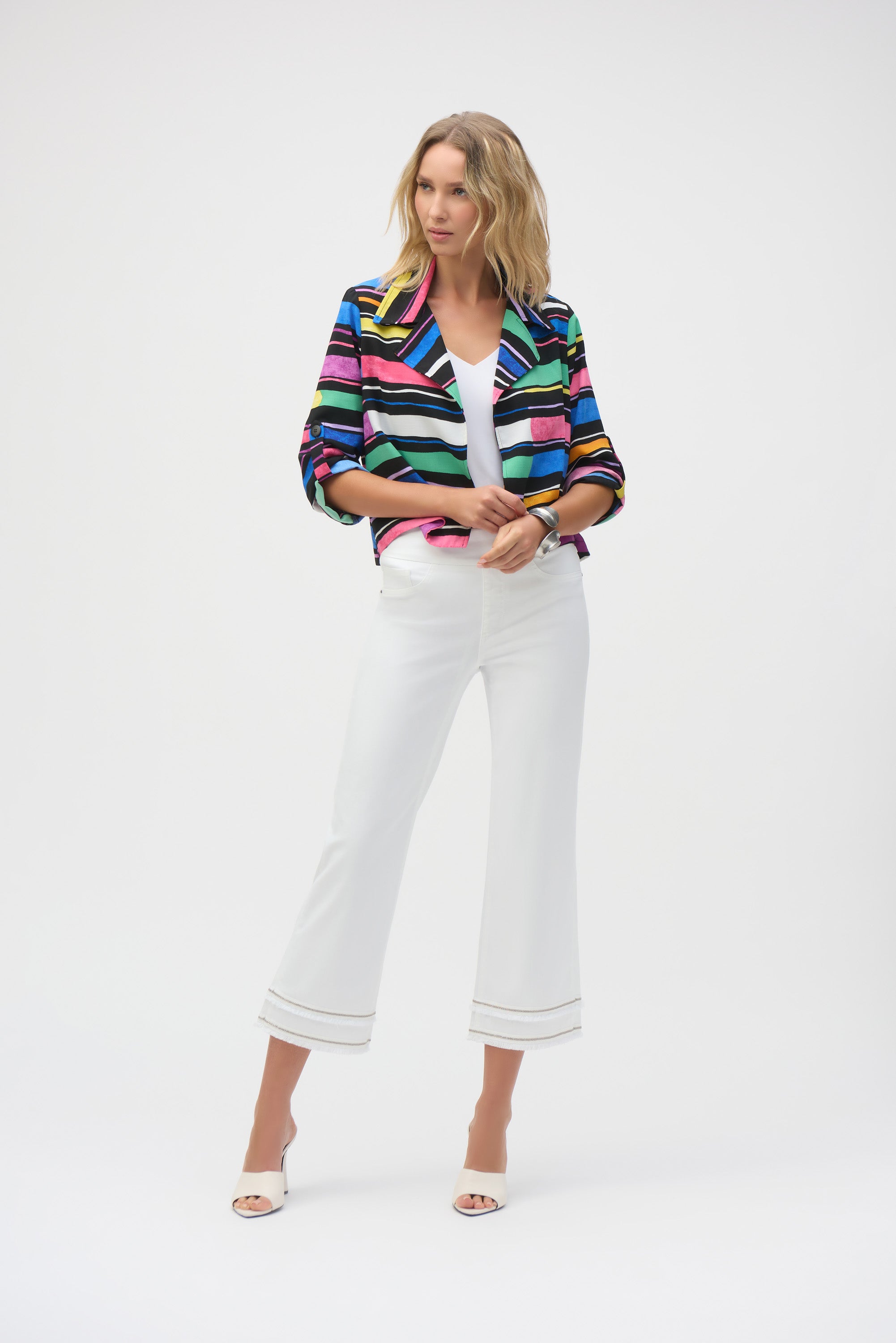 JOSEPH RIBKOFF STRETCH STRAIGHT CROP JEAN STYLE 252913 COLOUR WHITE