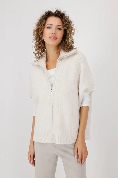 MONARI KNITTED JACKET WITH CABLE PATTERN STYLE 808984 COLOUR OAT MILK
