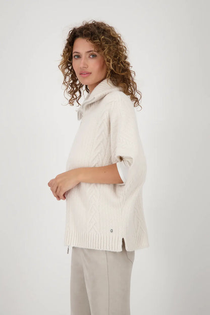 MONARI KNITTED JACKET WITH CABLE PATTERN STYLE 808984 COLOUR OAT MILK