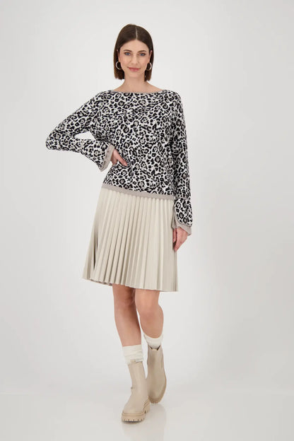 MONARI LEOPARD PATTERN SWEATER STYLE 808991 COLOUR GREIGE