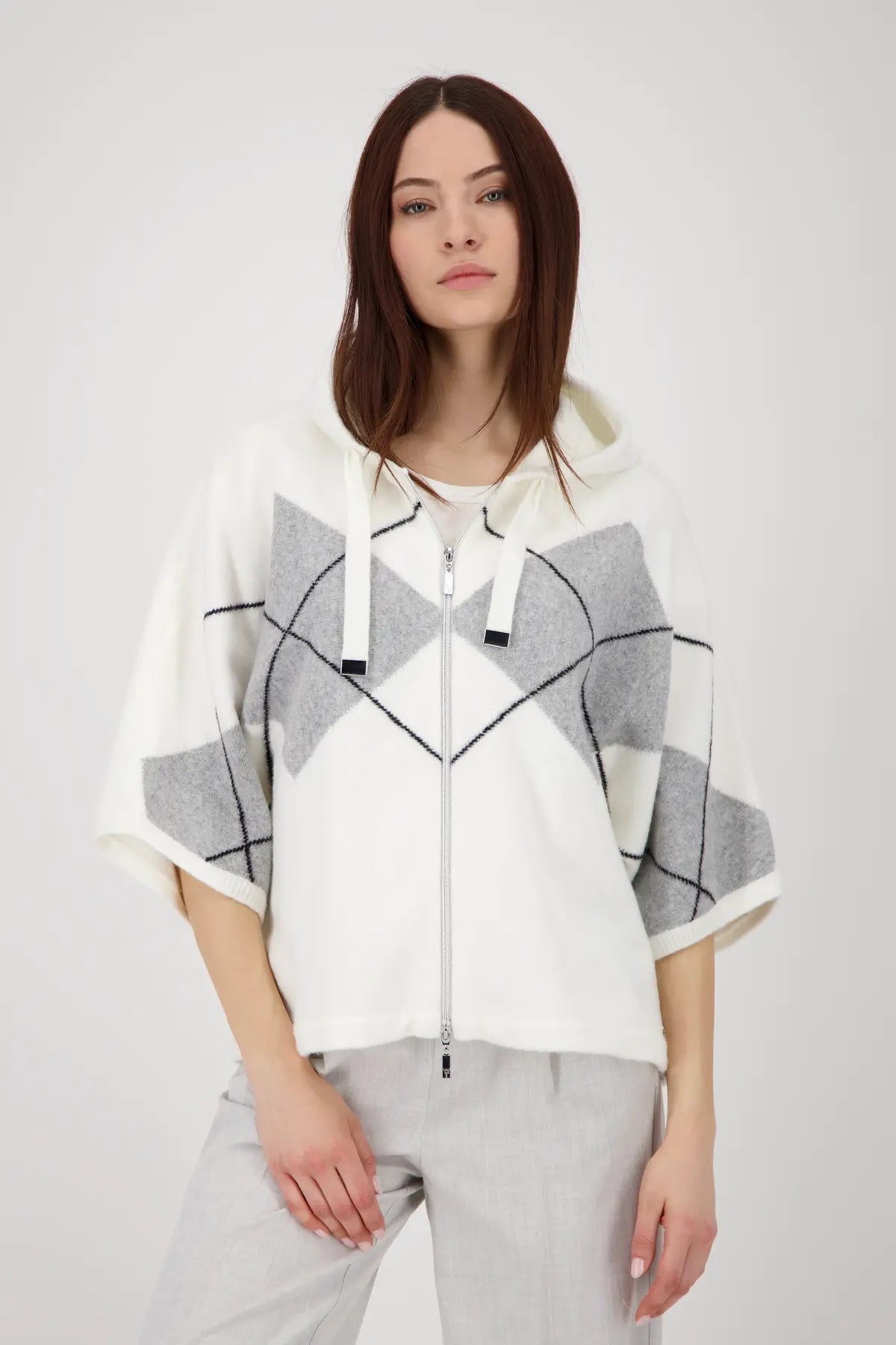 MONARI HOODED CARDIGAN STYLE 808916 COLOUR OFF-WHITE