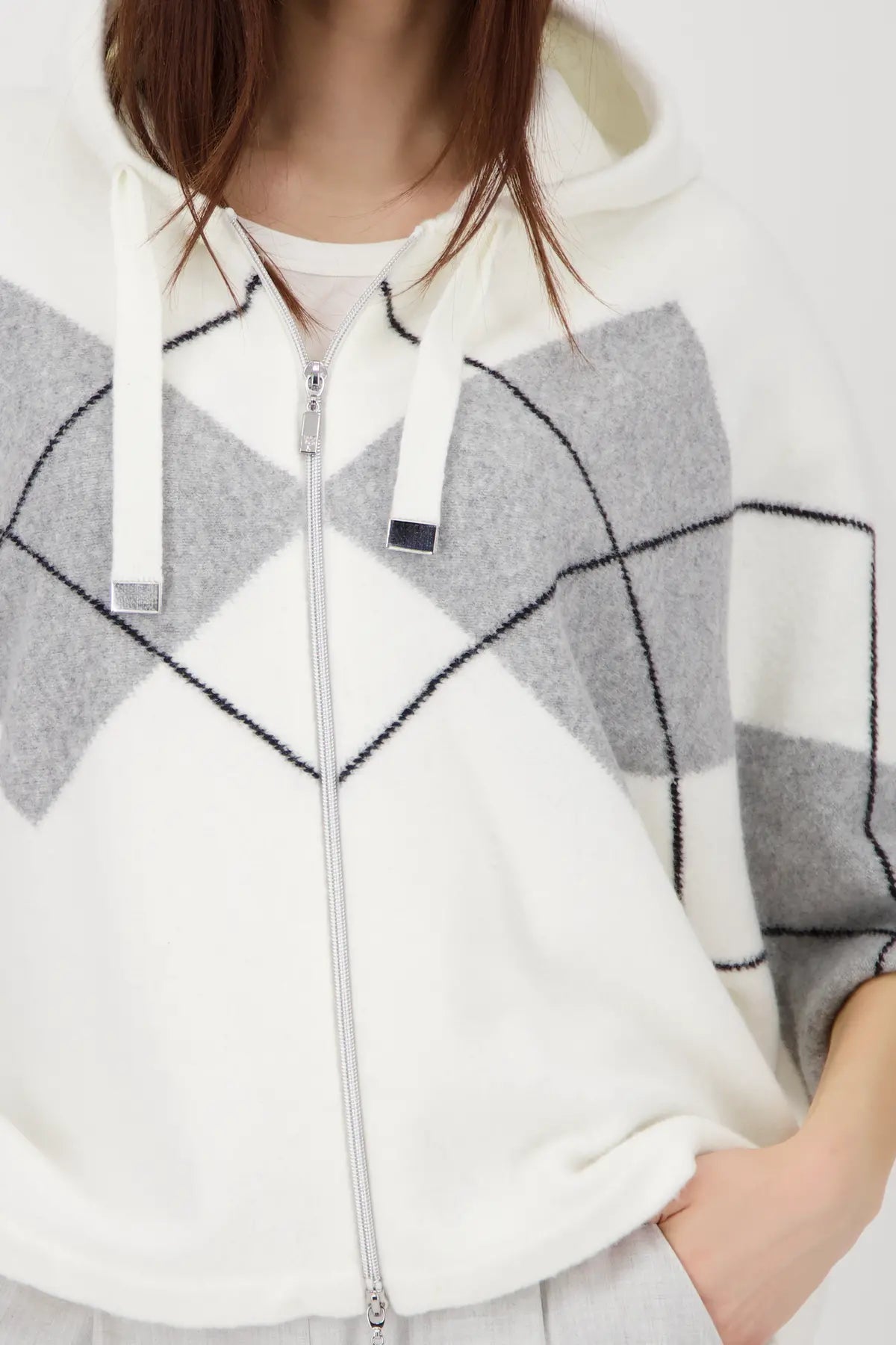MONARI HOODED CARDIGAN STYLE 808916 COLOUR OFF-WHITE