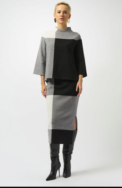 JOSEPH RIBKOFF TOP STYLE 253907 COLOUR BLACK/GREY/VANILLA