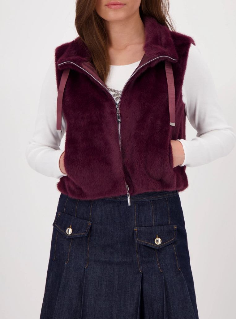 MONARI FAUX FUR WAISTCOAT STYLE 808770 COLOUR BORDEAUX