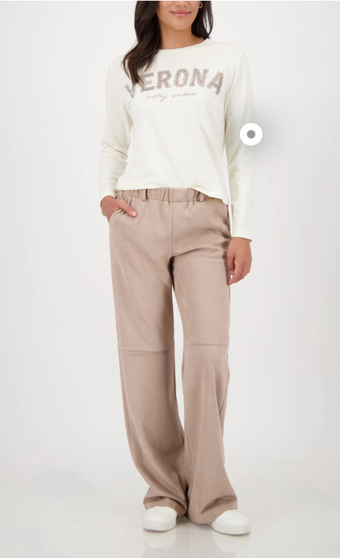 MONARI STRAIGHT LEG VELOUR TROUSER STYLE 808781 COLOUR TRUFFLE