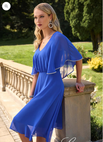 FRANK LYMAN CHIFFON AND DIAMANTE DRESS | STYLE 248152 | COLOUR AZURE