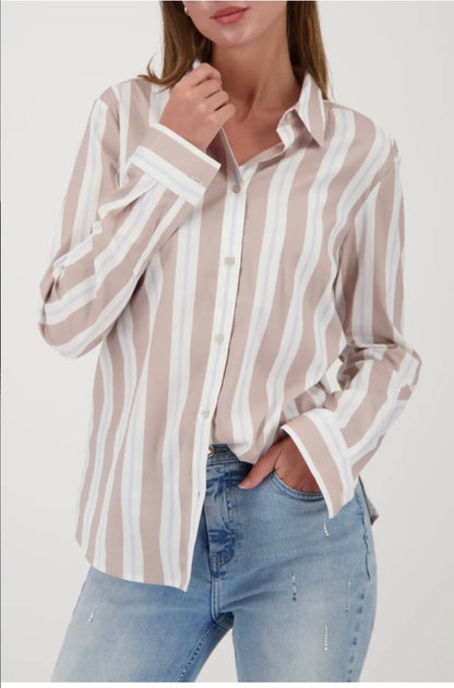MONARI STRIPED SHIRT STYLE 809634 COLOUR LATTEMACCHIATO PATTERN