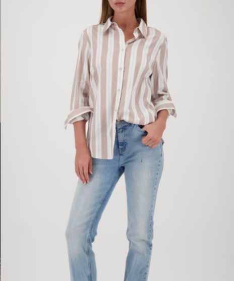 MONARI STRIPED SHIRT STYLE 809634 COLOUR LATTEMACCHIATO PATTERN