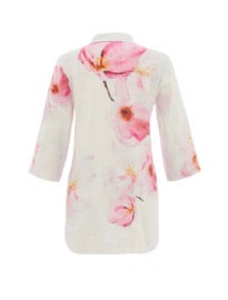 DOLCEZZA LINEN LONG LENGTH TUNIC STYLE 26683 COLOUR WHITE/PINK