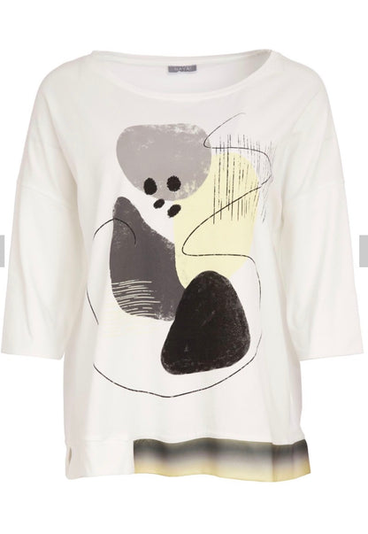NAYA PLACEMENT PRINT TOP STYLE NAS26124 COLOUR WHITE/LEMON