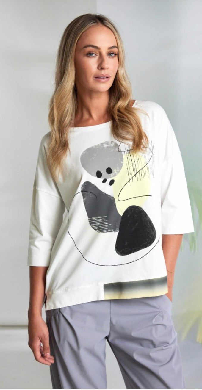 NAYA PLACEMENT PRINT TOP STYLE NAS26124 COLOUR WHITE/LEMON