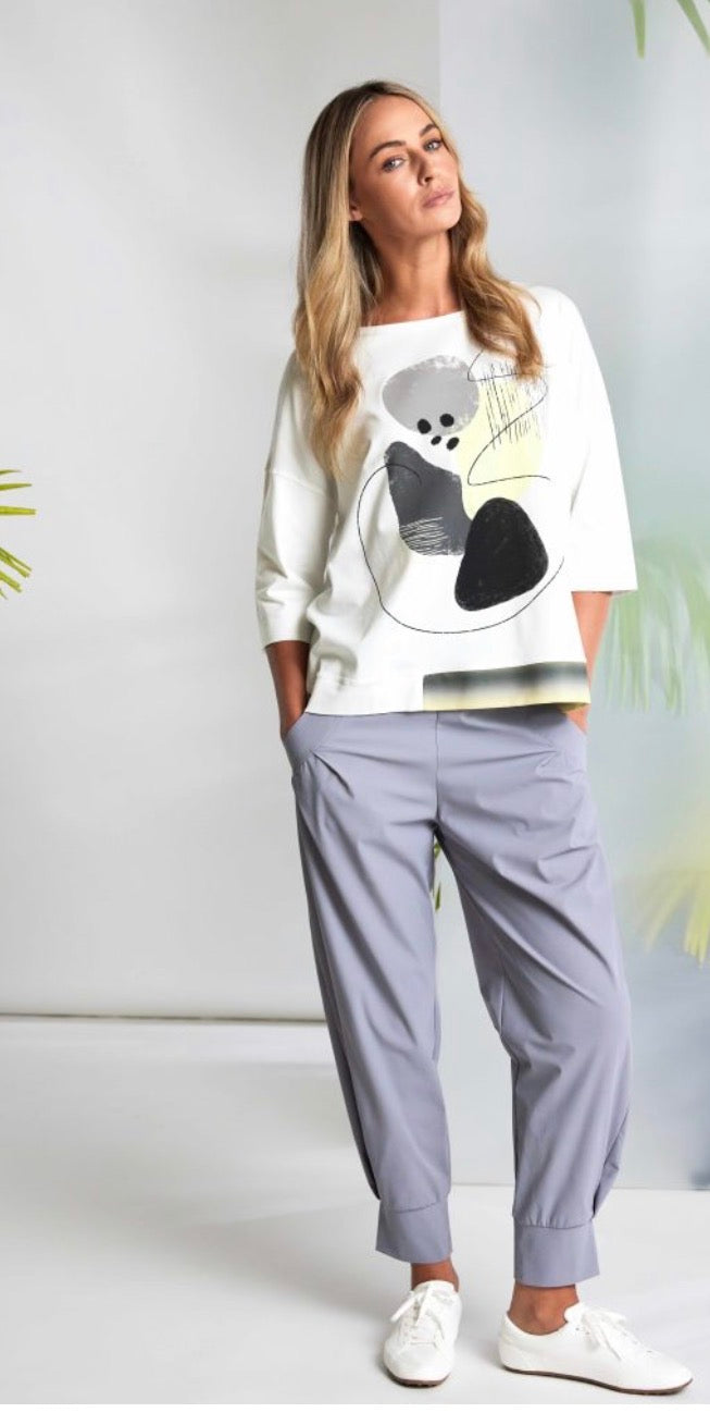 NAYA PLACEMENT PRINT TOP STYLE NAS26124 COLOUR WHITE/LEMON