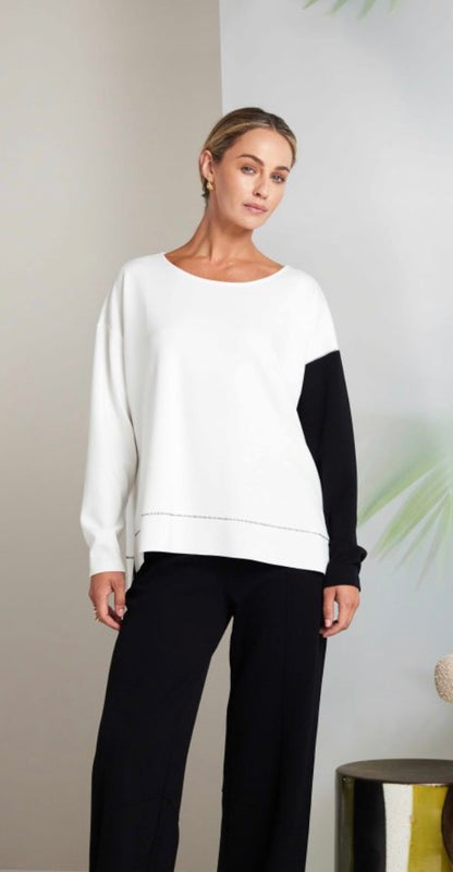 NAYA SWEATSHIRT  STYLE NAS26228 COLOUR BLACK/OFF WHITE