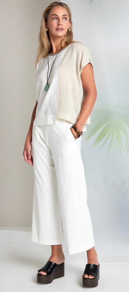NAYA WIDE LEG PULL ON TROUSER STYLE NAS26237 COLOUR CREAM
