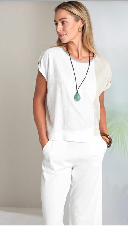 NAYA WIDE LEG PULL ON TROUSER STYLE NAS26237 COLOUR CREAM