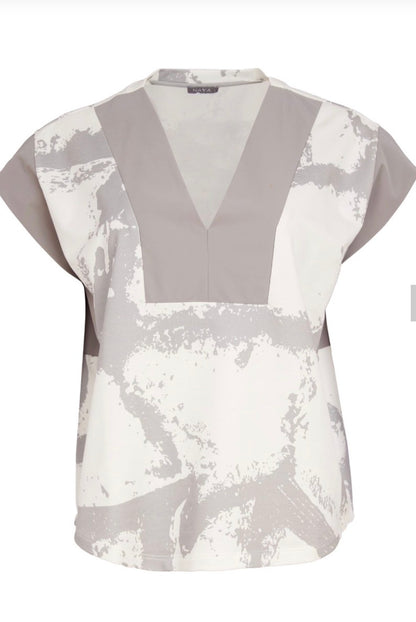 NAYA CONTRAST TOP STYLE NAS26248 COLOUR OFF WHITE/TAUPE