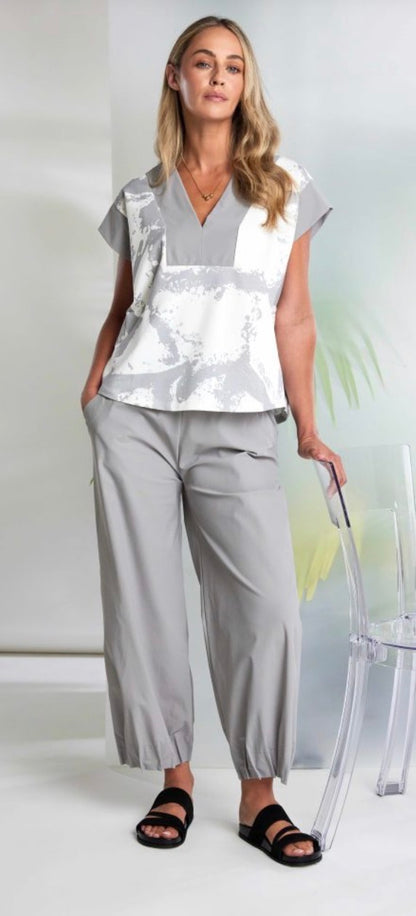 NAYA CONTRAST TOP STYLE NAS26248 COLOUR OFF WHITE/TAUPE