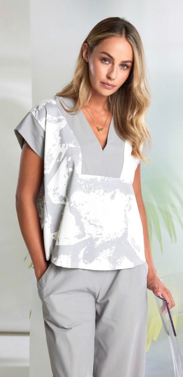 NAYA CONTRAST TOP STYLE NAS26248 COLOUR OFF WHITE/TAUPE