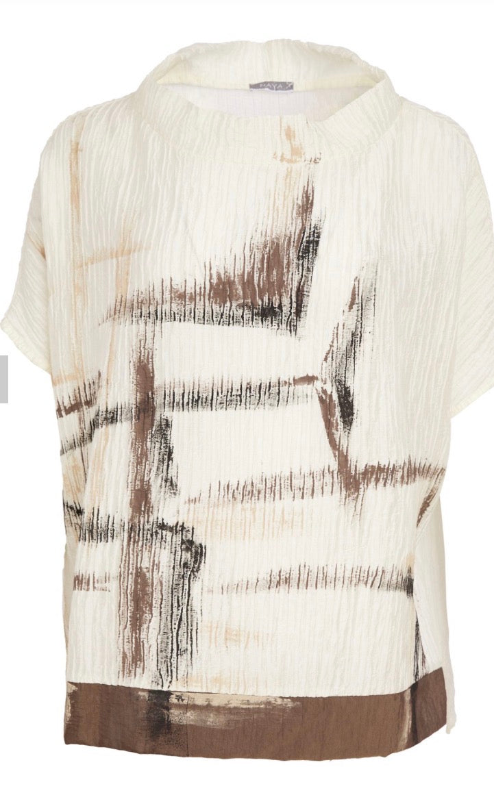 NAYA RIPPLE PRINT TOP STYLE NAS26265 COLOUR CREAM/TAUPE