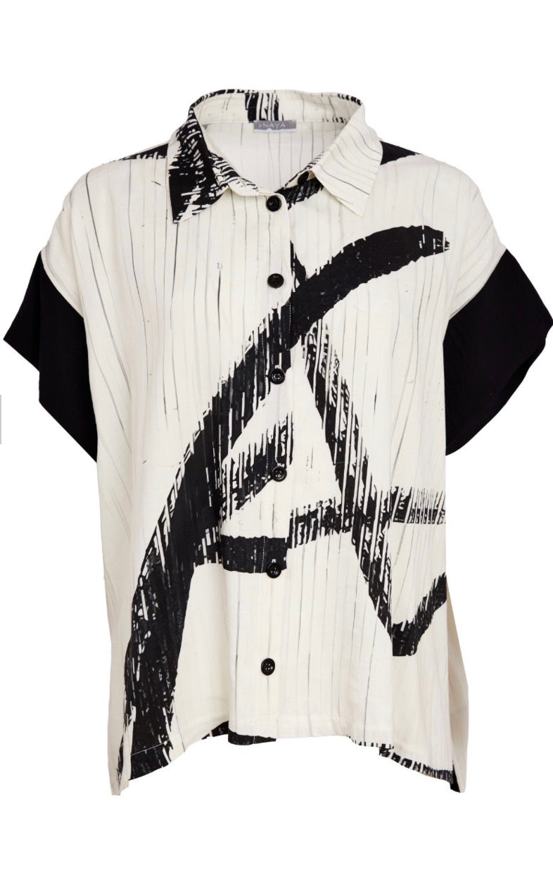 NAYA PATTERNED SHIRT STYLE NAS26318 COLOUR CREAM/BLACK