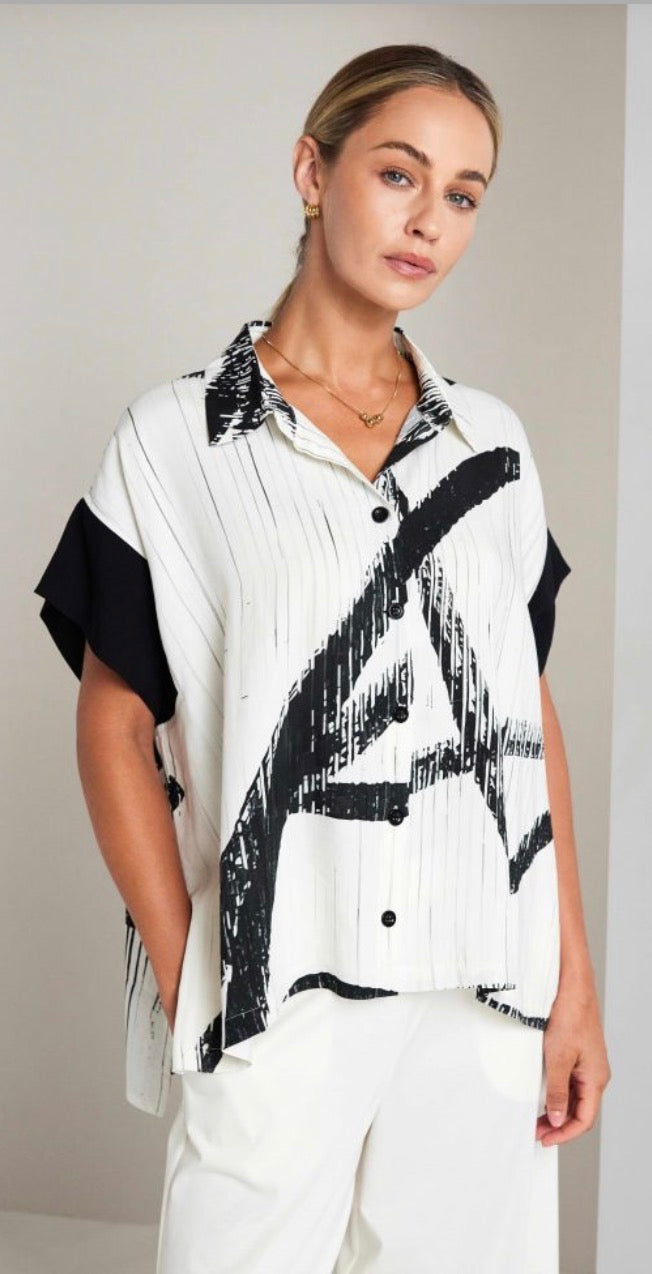 NAYA PATTERNED SHIRT STYLE NAS26318 COLOUR CREAM/BLACK