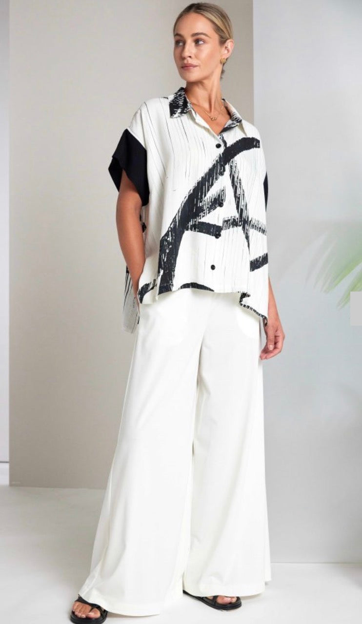 NAYA PATTERNED SHIRT STYLE NAS26318 COLOUR CREAM/BLACK