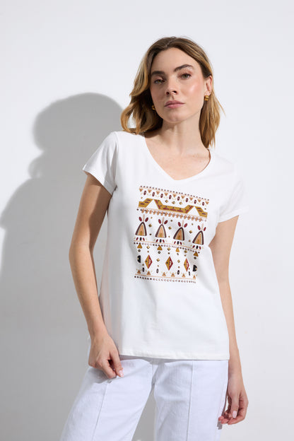 TINTA T SHIRT  STYLE IREA COLOUR WHITE/OLIVE