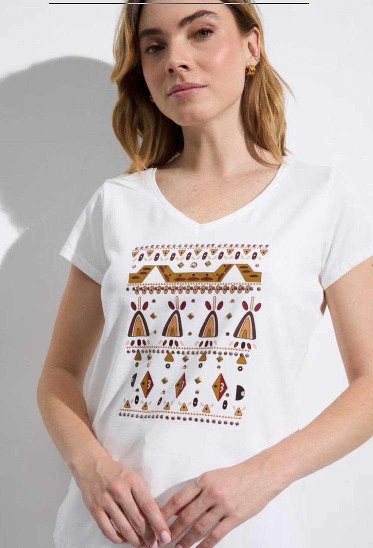 TINTA T SHIRT  STYLE IREA COLOUR WHITE/OLIVE