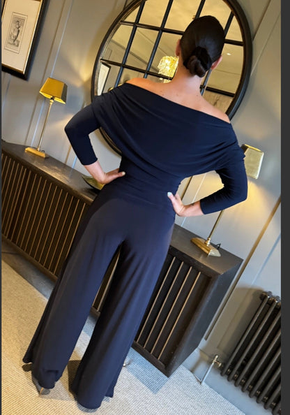 CARBON JUMPSUIT WITH SLEEVE IN NAVY