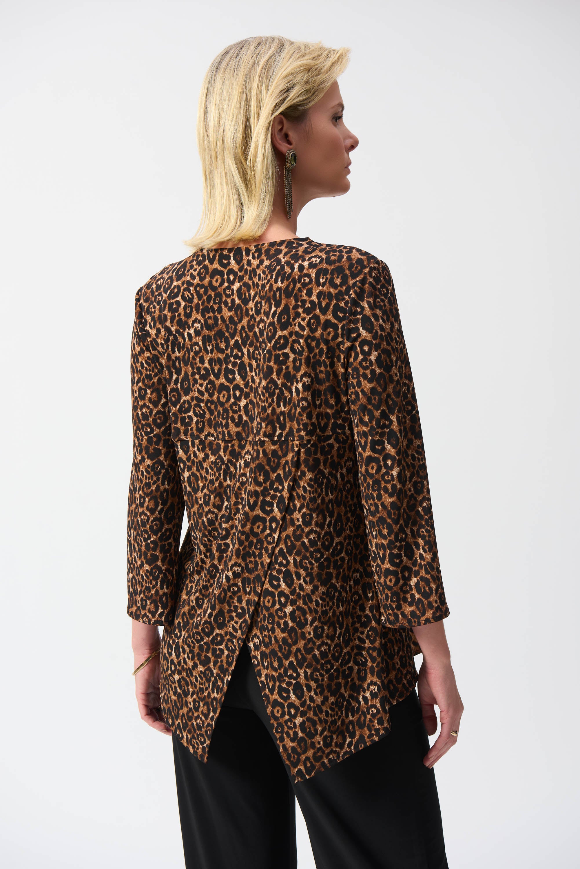 JOSEPH RIBKOFF SILKY KNIT ANIMAL PRINT TUNIC STYLE 244252 COLOUR BEIGE/BLACK